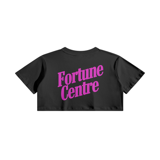 FCFC STAPLE CROP TOP (BLACK/FUSCHIA)