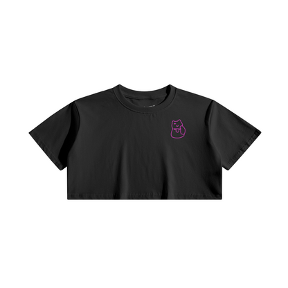 FCFC STAPLE CROP TOP (BLACK/FUSCHIA)